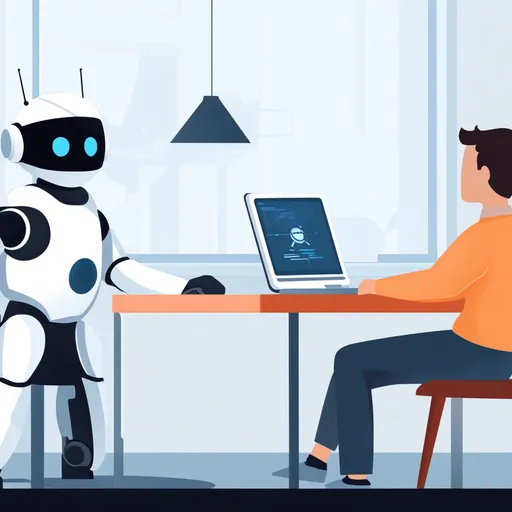 A software engineer along with his robot assistant