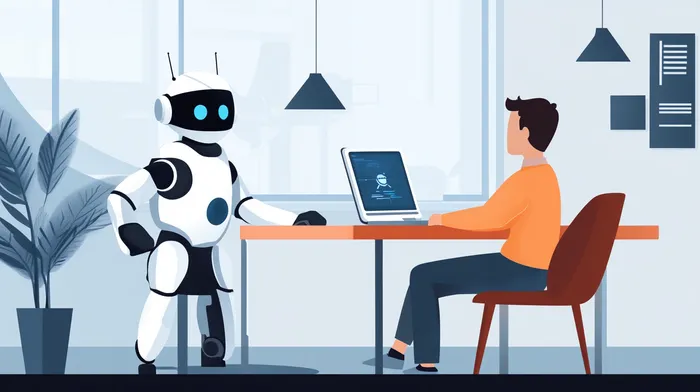 A software engineer along with his robot assistant